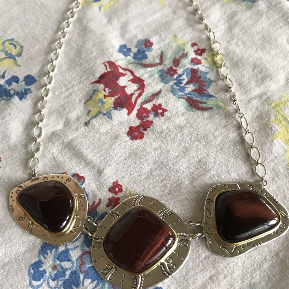 Silpada N3346 SS Red Rocks Tiger's Eye Necklace